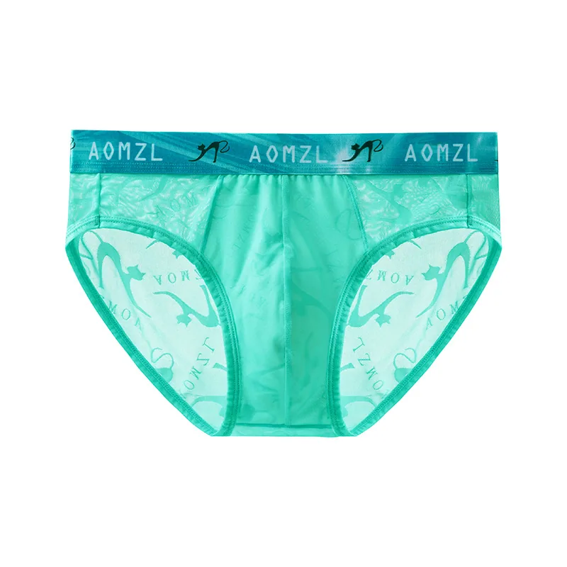 Arrogant Love Men's Ice Silk Jacquard Briefs Super Breathable Sexy Triangle Briefs 5