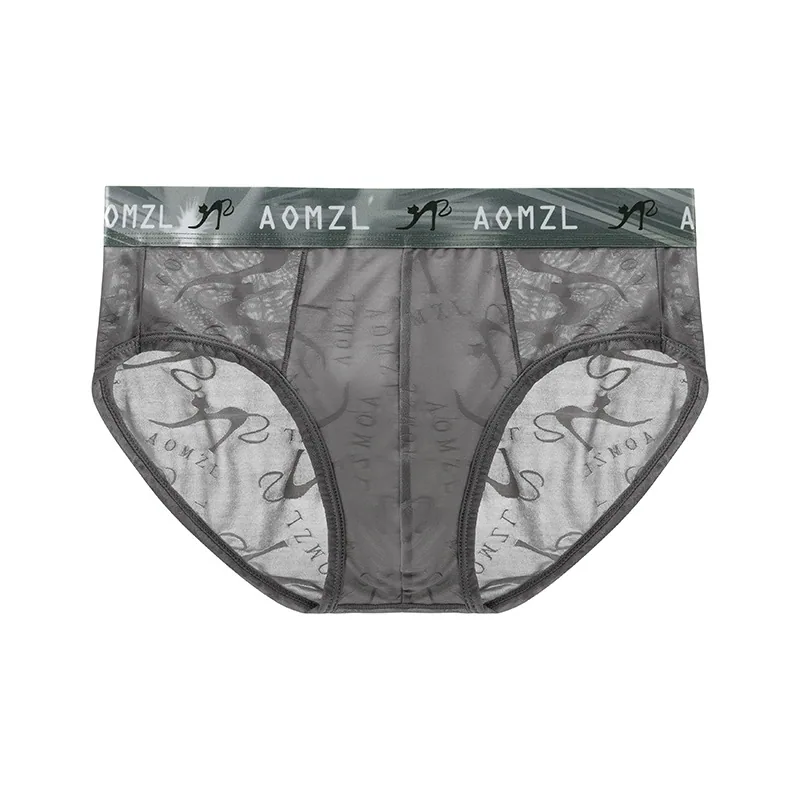 Arrogant Love Men's Ice Silk Jacquard Briefs Super Breathable Sexy Triangle Briefs 2