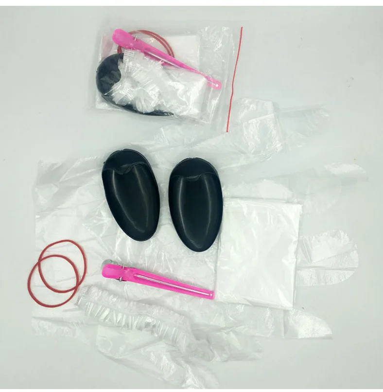 Hair dyeing tools, six-piece hairdressing set, hair dyeing shawl, disposable hat, gloves, baking oil, DIY barbershop supplies 11
