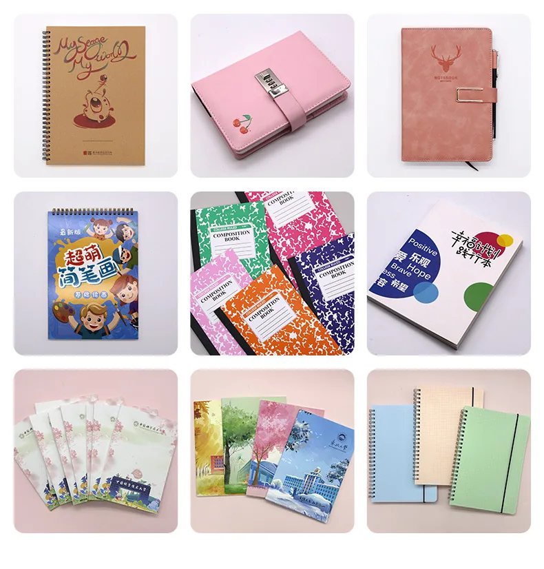 Buku nota catatan sastera dan seni cetak tersuai menebal pejabat jahitan garis mendatar B5 kreatif membalut belakang rentas sempadan 18