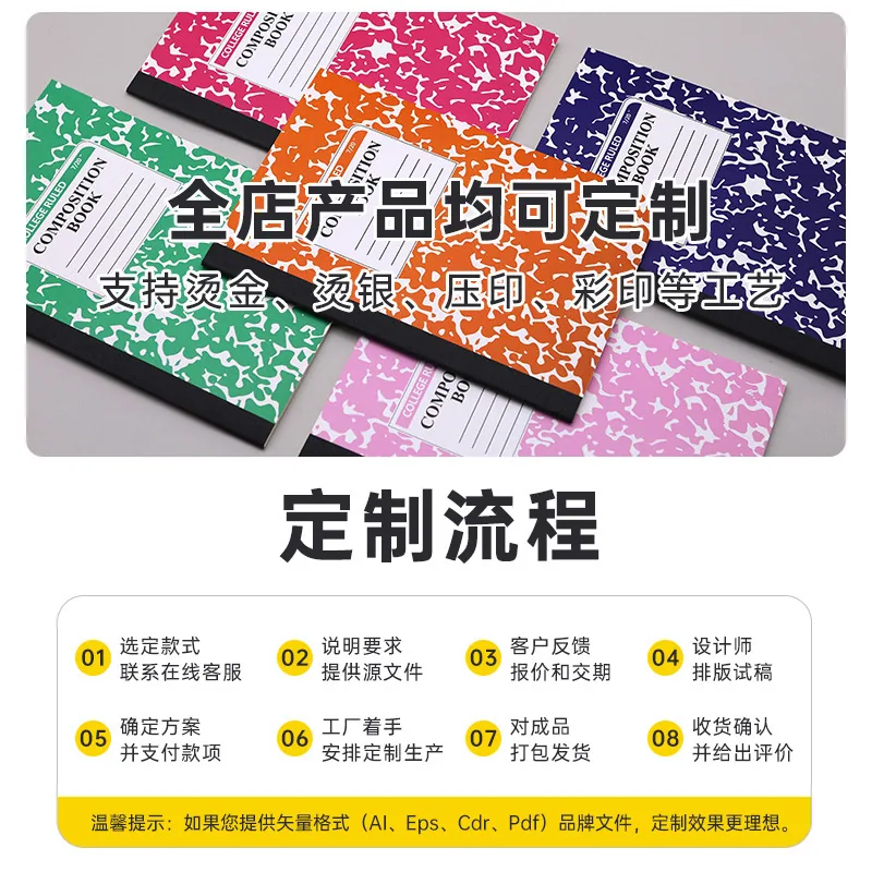 Buku nota catatan sastera dan seni cetak tersuai menebal pejabat jahitan garis mendatar B5 kreatif membalut belakang rentas sempadan 4