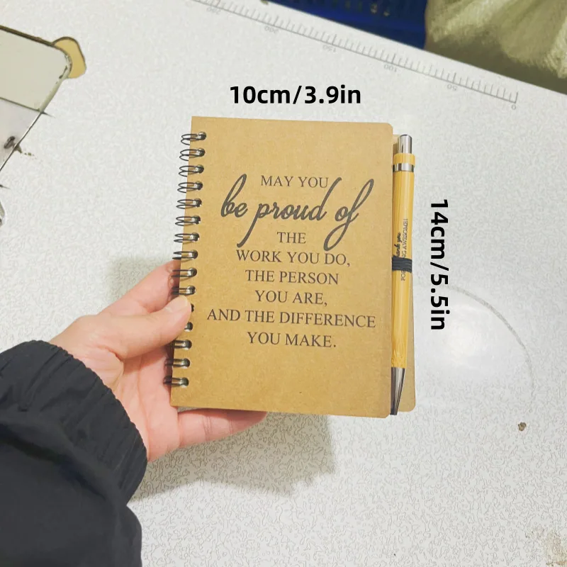 Amazon cross-border environmental protection bamboo press into oil ballpoint pen inspirational language book keychain set book 5