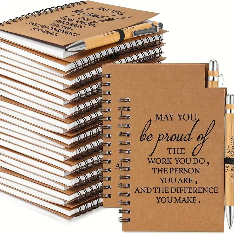 Amazon cross-border environmental protection bamboo press into oil ballpoint pen inspirational language book keychain set book 12