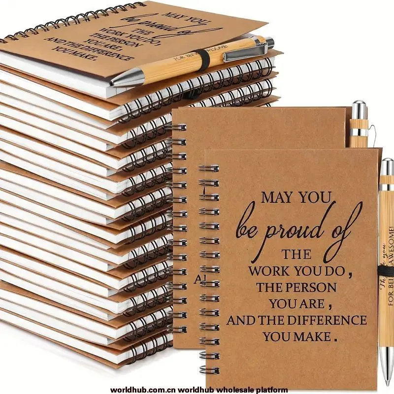 Amazon cross-border environmental protection bamboo press into oil ballpoint pen inspirational language book keychain set book