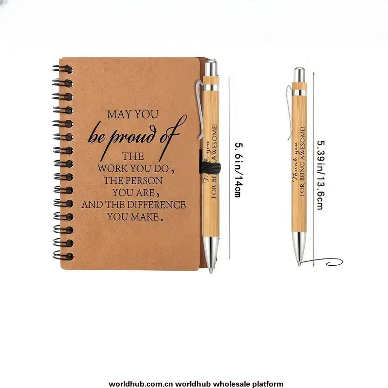 Amazon cross-border environmental protection bamboo press into oil ballpoint pen inspirational language book keychain set book 3