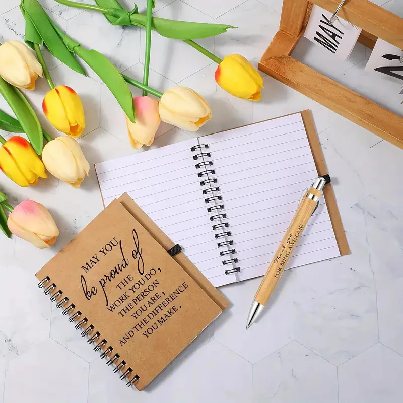Amazon cross-border environmental protection bamboo press into oil ballpoint pen inspirational language book keychain set book 2