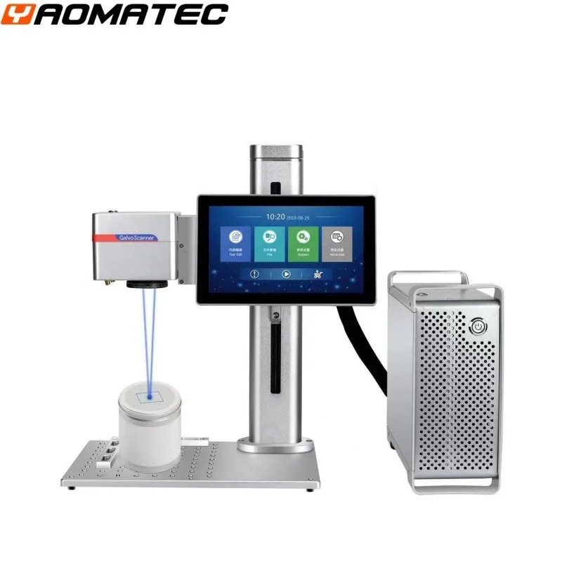 Yaomatec Desktop Fiber Laser Marking Machine Stainless Steel Metal Nameplate Engraved UV Plastic Coding Pencil 2