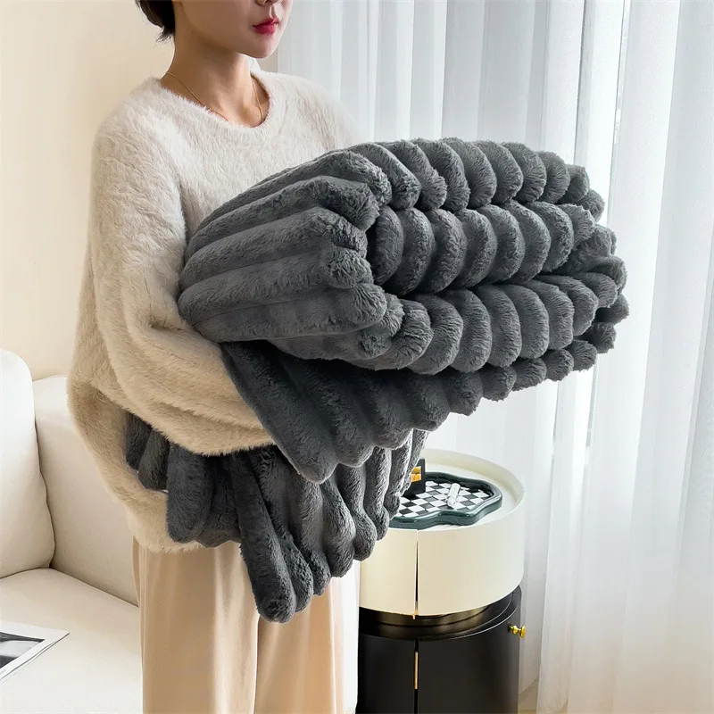 Rabbit plush blanket multifunctional nap blanket falley fleece summer air conditioner quilt small blanket sofa cover blanket car 8