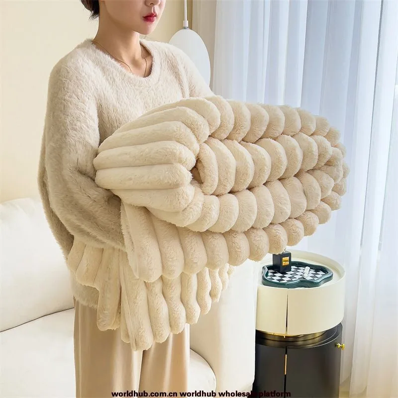 Rabbit plush blanket multifunctional nap blanket falley fleece summer air conditioner quilt small blanket sofa cover blanket car 6