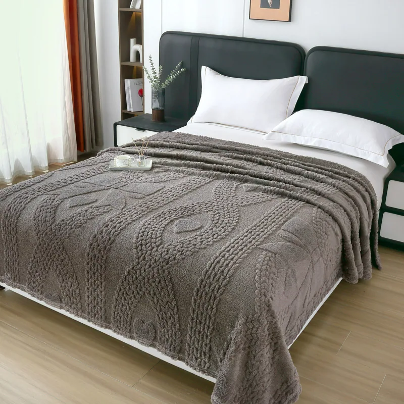 Jacquard Falai fleece blanket double sided thickened blanket office nap blanket solid color gift blanket cross border blanket wh 8