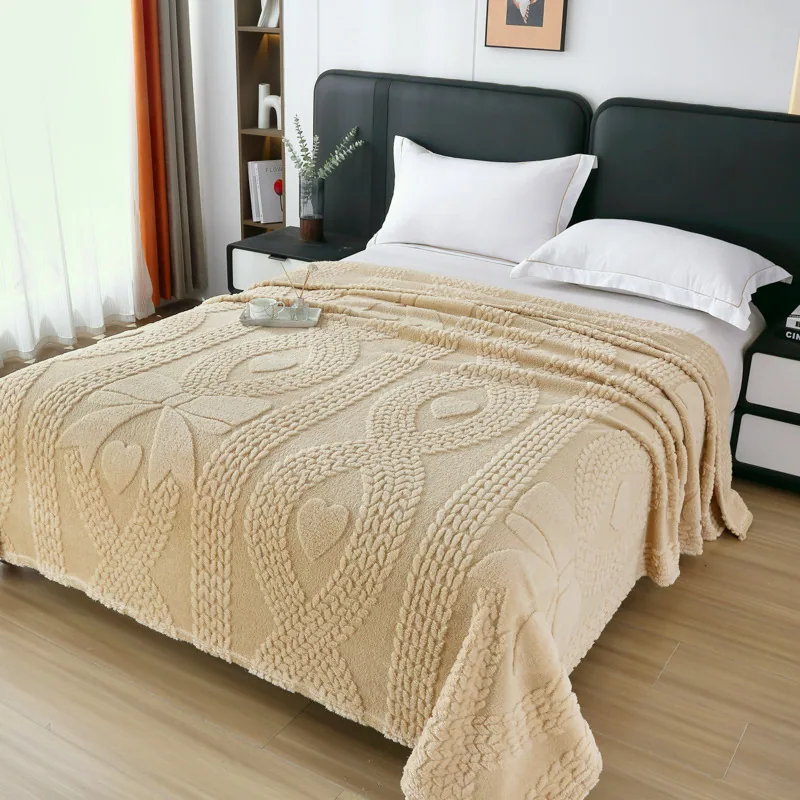 Jacquard Falai fleece blanket double sided thickened blanket office nap blanket solid color gift blanket cross border blanket wh 5