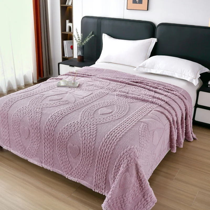 Jacquard Falai fleece blanket double sided thickened blanket office nap blanket solid color gift blanket cross border blanket wh 6