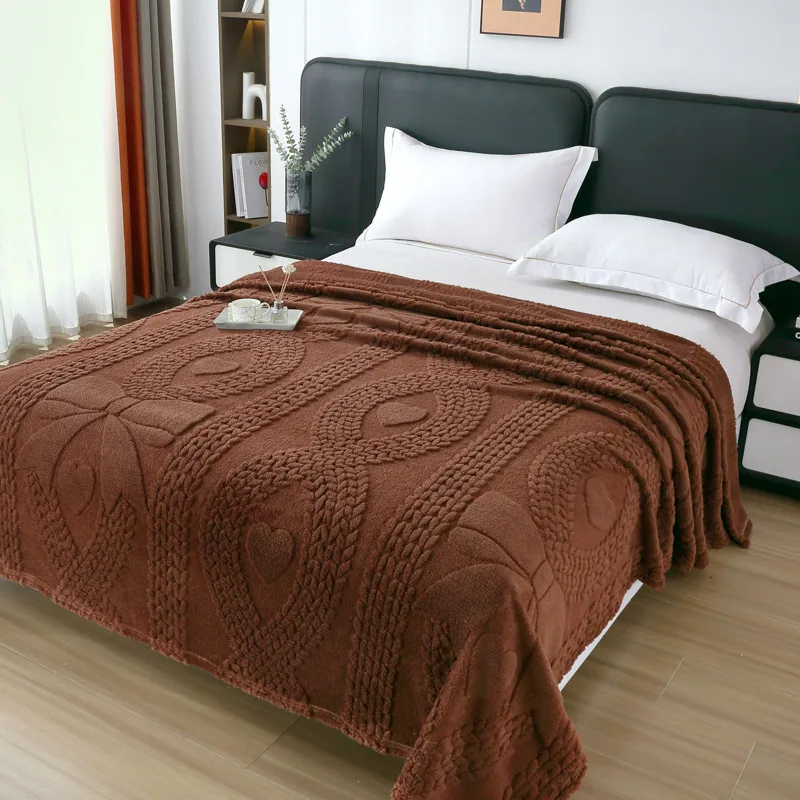 Jacquard Falai fleece blanket double sided thickened blanket office nap blanket solid color gift blanket cross border blanket wh 2