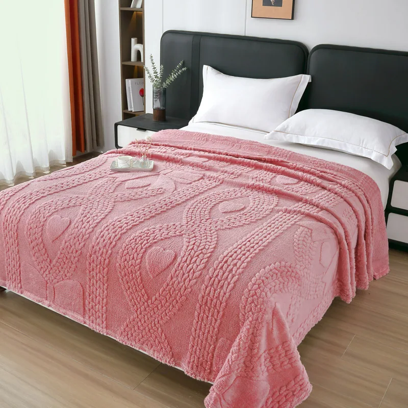 Jacquard Falai fleece blanket double sided thickened blanket office nap blanket solid color gift blanket cross border blanket wh 3
