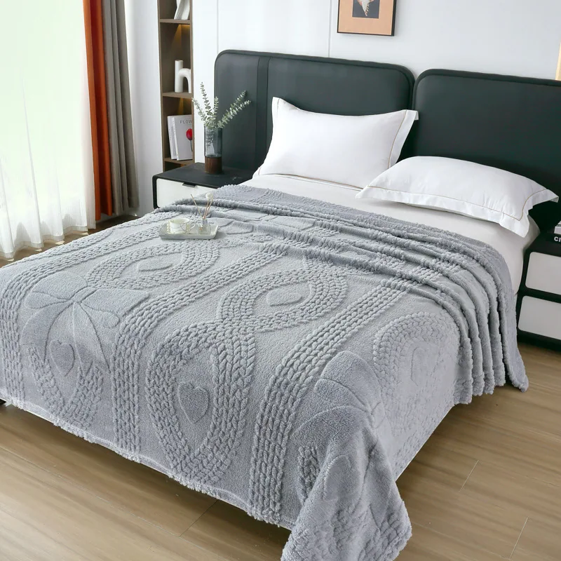 Jacquard Falai fleece blanket double sided thickened blanket office nap blanket solid color gift blanket cross border blanket wh
