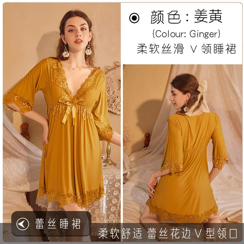 Neues französisches sexy Nachthemd, rote Hochzeit, Spitze, Sex, Seide, Übergröße, V-Ausschnitt, Vintage, hochwertiges Nachthemd 6