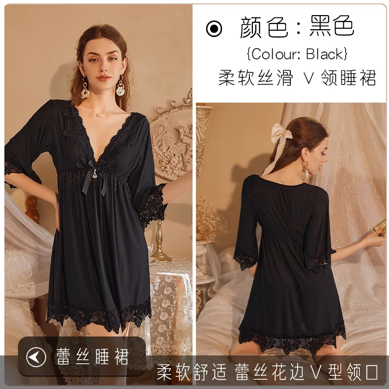 Neues französisches sexy Nachthemd, rote Hochzeit, Spitze, Sex, Seide, Übergröße, V-Ausschnitt, Vintage, hochwertiges Nachthemd 2