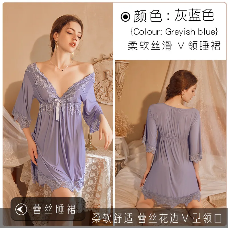 Neues französisches sexy Nachthemd, rote Hochzeit, Spitze, Sex, Seide, Übergröße, V-Ausschnitt, Vintage, hochwertiges Nachthemd 8