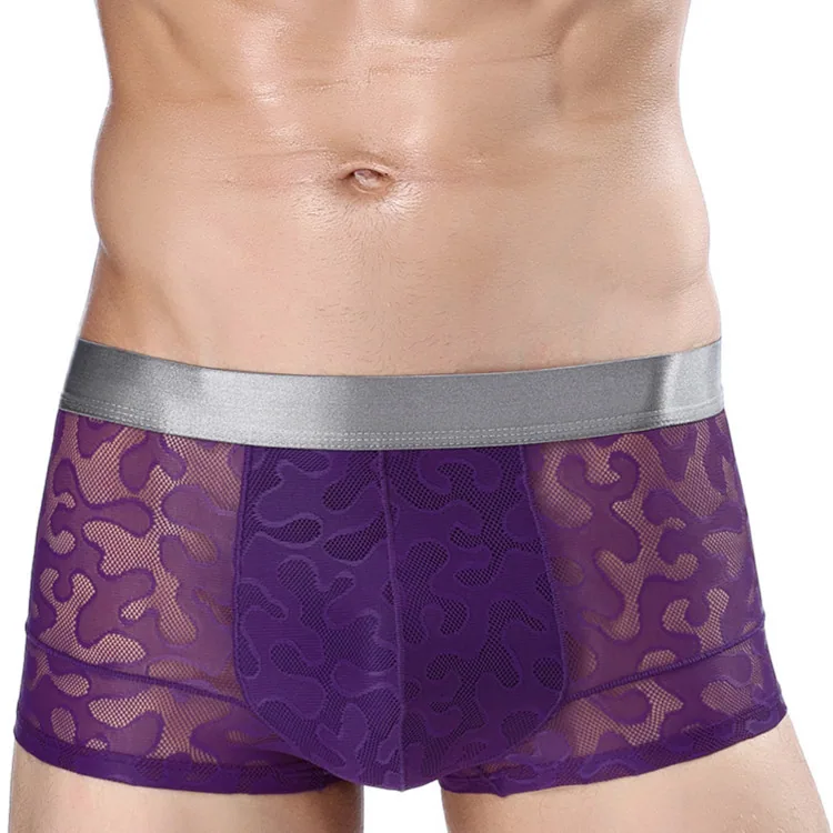 Factory direct sales men's ice silk jacquard boxer briefs tide male boxer shorts head one piece dropshipping 4