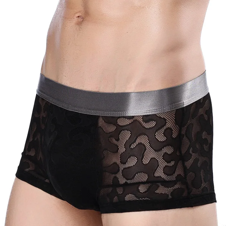 Factory direct sales men's ice silk jacquard boxer briefs tide male boxer shorts head one piece dropshipping
