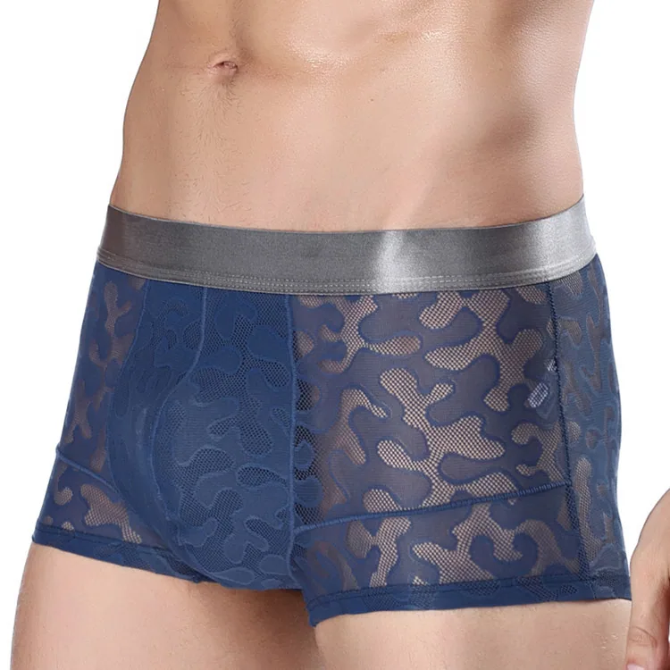 Factory direct sales men's ice silk jacquard boxer briefs tide male boxer shorts head one piece dropshipping 3