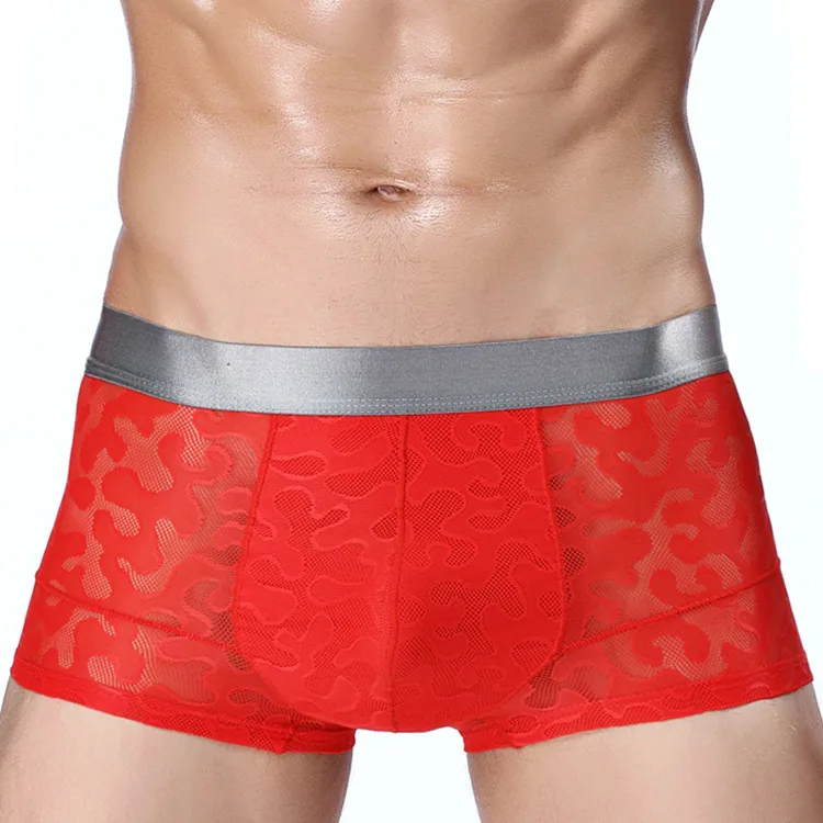 Factory direct sales men's ice silk jacquard boxer briefs tide male boxer shorts head one piece dropshipping 5