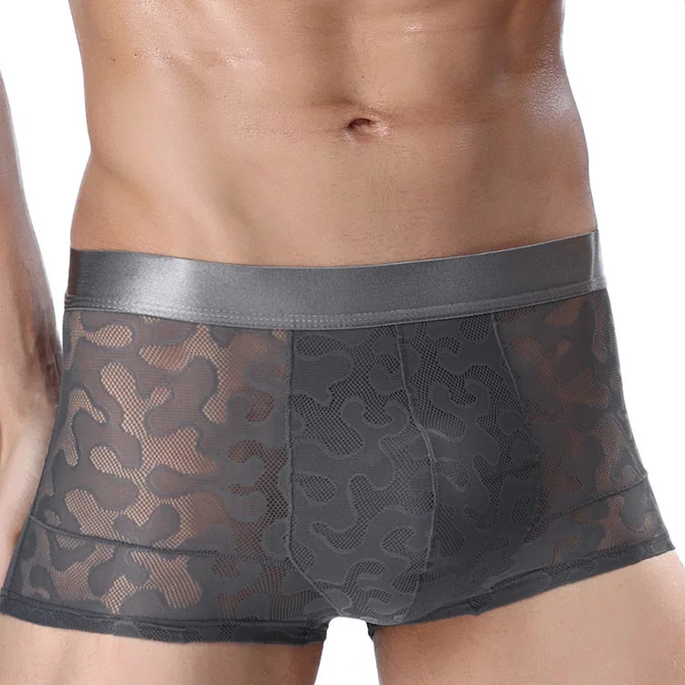 Factory direct sales men's ice silk jacquard boxer briefs tide male boxer shorts head one piece dropshipping 2