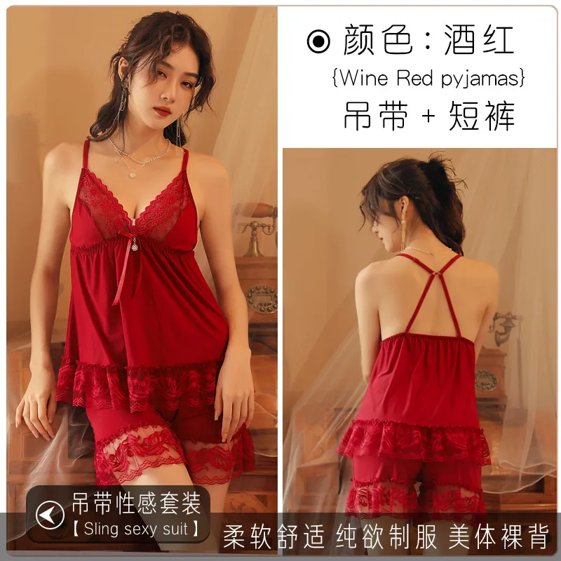 High-value loose erotic underwear set young and beautiful lazy style pajamas French sexy and sultry suit 4