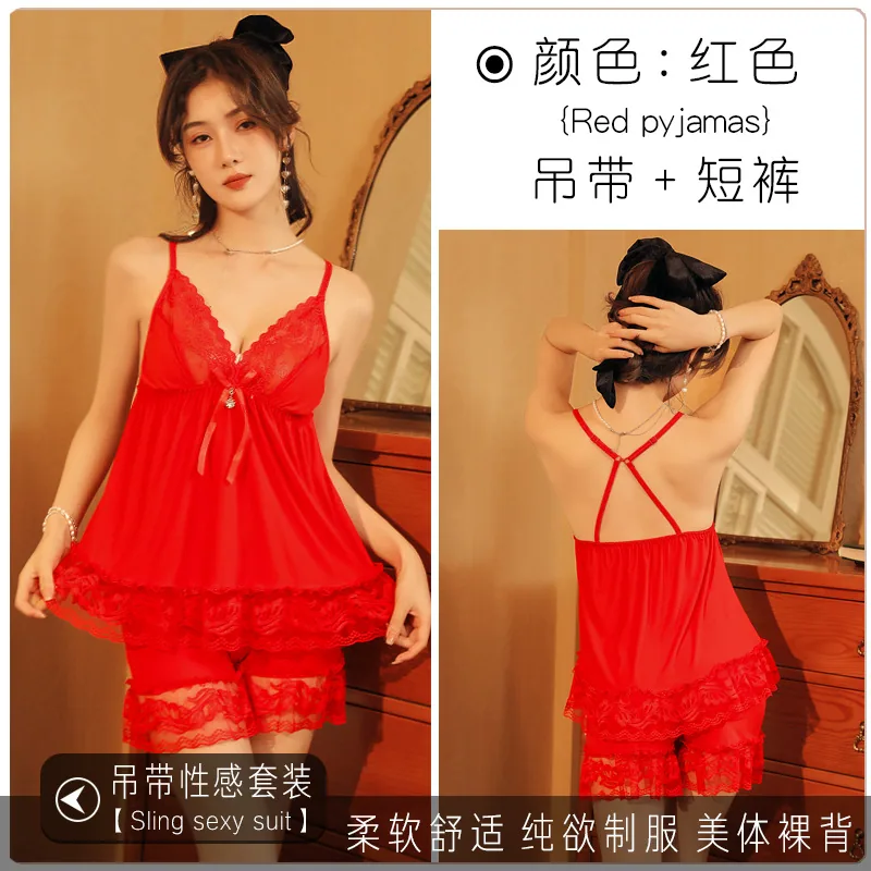 High-value loose erotic underwear set young and beautiful lazy style pajamas French sexy and sultry suit 3
