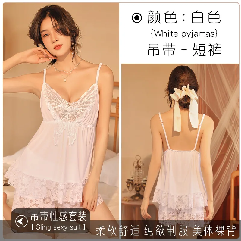 suspender sex sex fun lingerie set pajamas passion solid color pure desire style pajamas temptation plus size fat mm dress