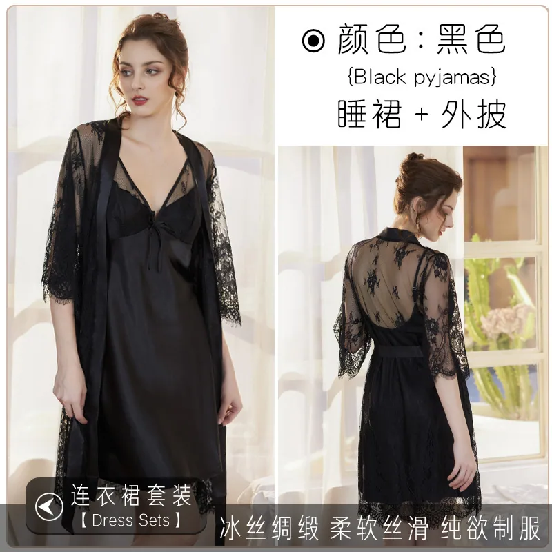 Thin sexy cool pajamas, charming personality nightdresses, high-end home dresses, slip two-piece set