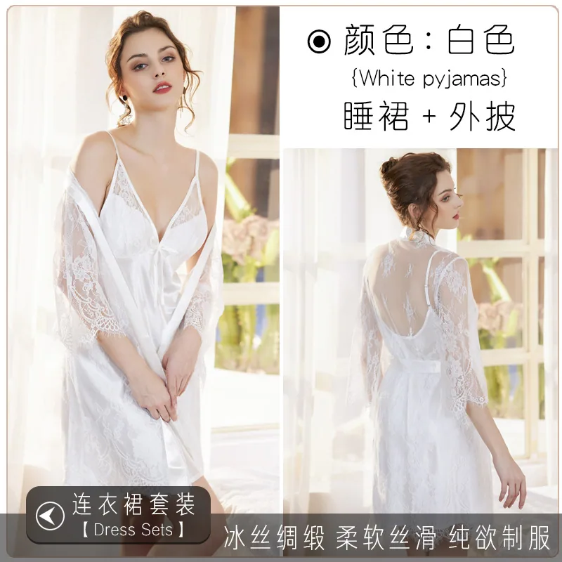 Thin sexy cool pajamas, charming personality nightdresses, high-end home dresses, slip two-piece set 2