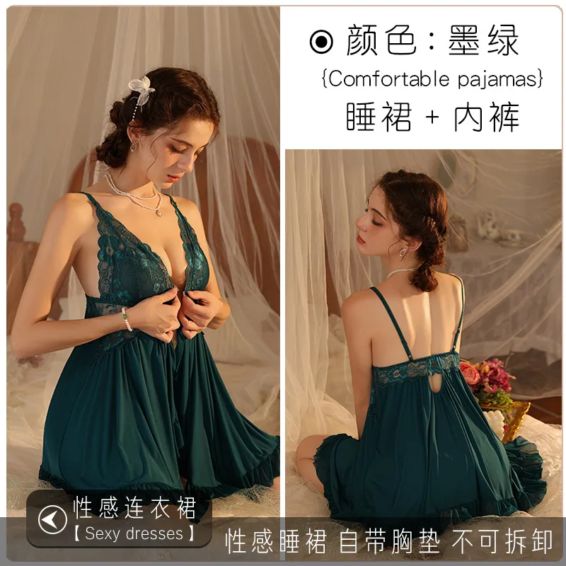 Cross-border source: European and American foreign trade erotic underwear sexy women's mesh suspender slit pajamas manufacturers 3