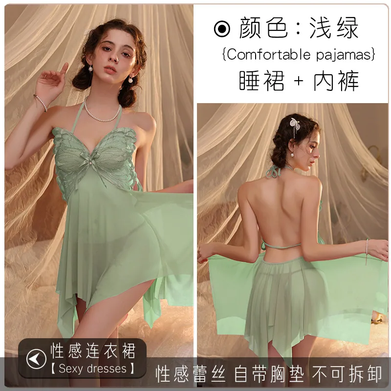 Piyama seksi wanita gemuk mm saiz tambahan 200 paun ampaian katil 2025 baju tidur gaun gaun keinginan tulen renda ikatan jaring 8