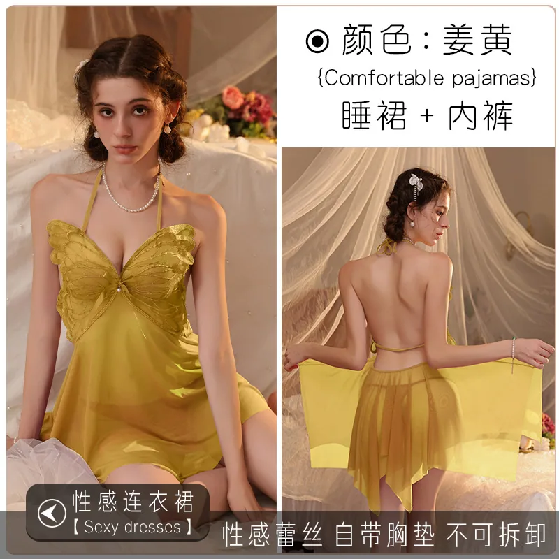 Piyama seksi wanita gemuk mm saiz tambahan 200 paun ampaian katil 2025 baju tidur gaun gaun keinginan tulen renda ikatan jaring 6