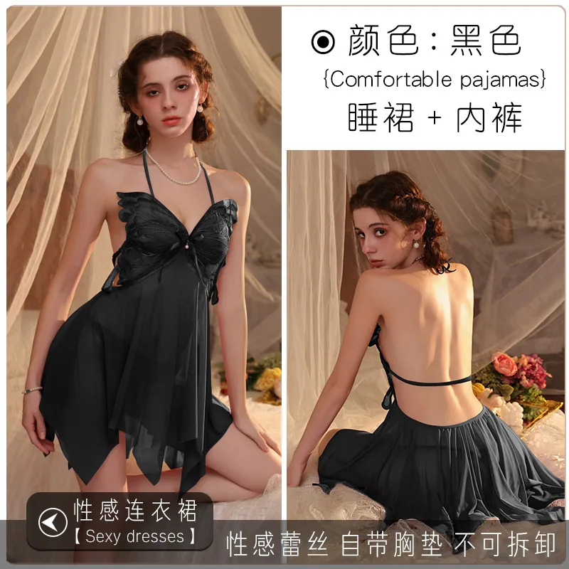 Piyama seksi wanita gemuk mm saiz tambahan 200 paun ampaian katil 2025 baju tidur gaun gaun keinginan tulen renda ikatan jaring 2