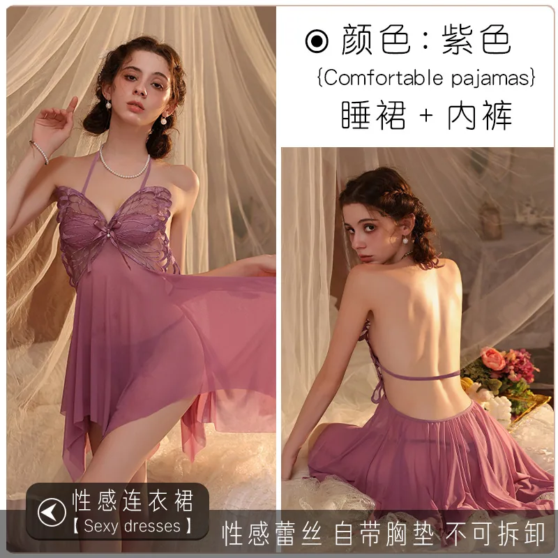 Piyama seksi wanita gemuk mm saiz tambahan 200 paun ampaian katil 2025 baju tidur gaun gaun keinginan tulen renda ikatan jaring 9