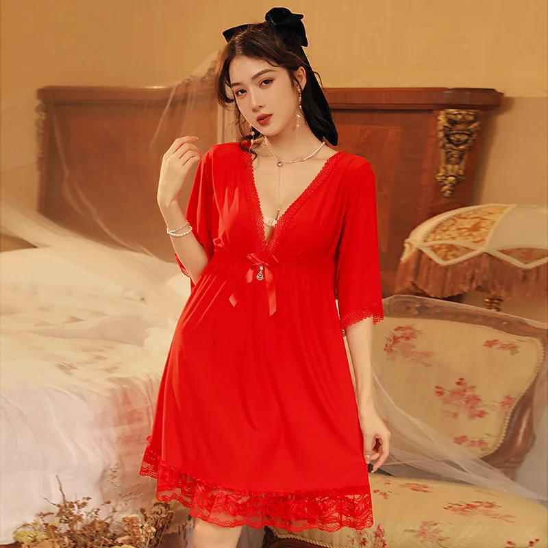 Suspender, seluar dalam erotik gred tinggi, baju tidur, tali leher V warna pepejal, keinginan tulen, pakaian tidur bogel, pakaian 3