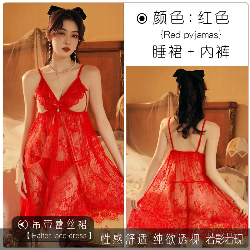 Erotic lingerie plus size see-through passion nightdress suspender seduction glamorous pajamas careful machine women dress whole 3