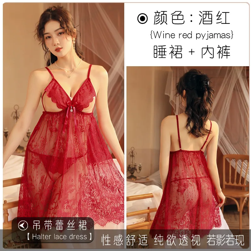 Erotic lingerie plus size see-through passion nightdress suspender seduction glamorous pajamas careful machine women dress whole 4