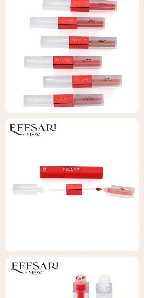 EFFSARI long-lasting moisturizing lip stain small square tube set, multi-color options for daily and party makeup looks