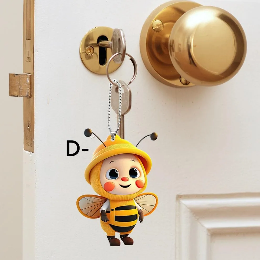 Cross-border Acrylic Creative Cute Yellow Little Bee Car Interior Pendant Backpack Keychain Pendant Ornament 4
