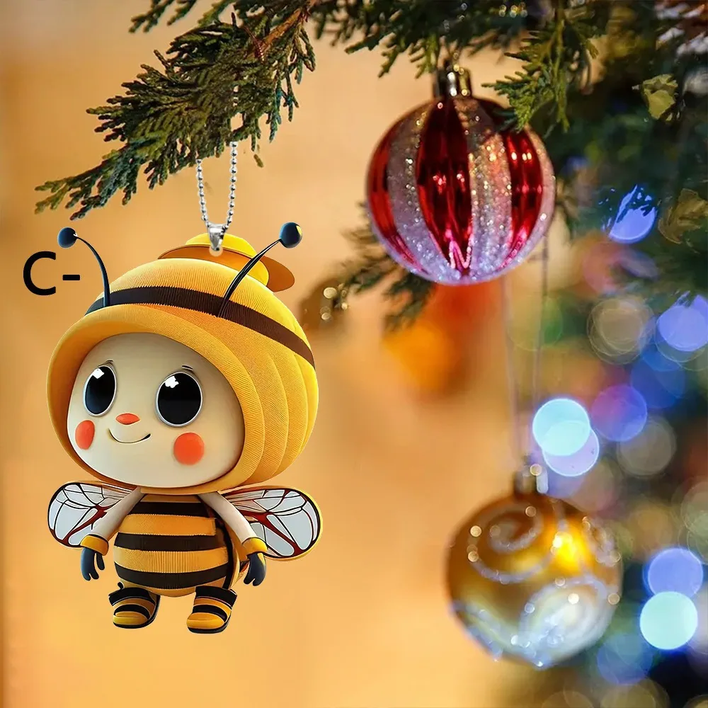 Cross-border Acrylic Creative Cute Yellow Little Bee Car Interior Pendant Backpack Keychain Pendant Ornament 3