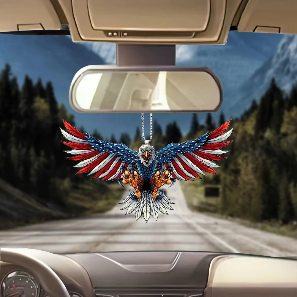 Cross-border hot sale American vulture Independence Day car pendant pendant acrylic pendant car interior manufacturer wholesale 2