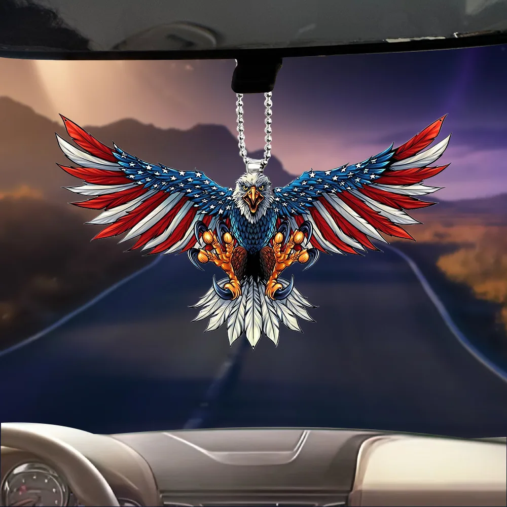 Cross-border hot sale American vulture Independence Day car pendant pendant acrylic pendant car interior manufacturer wholesale 3