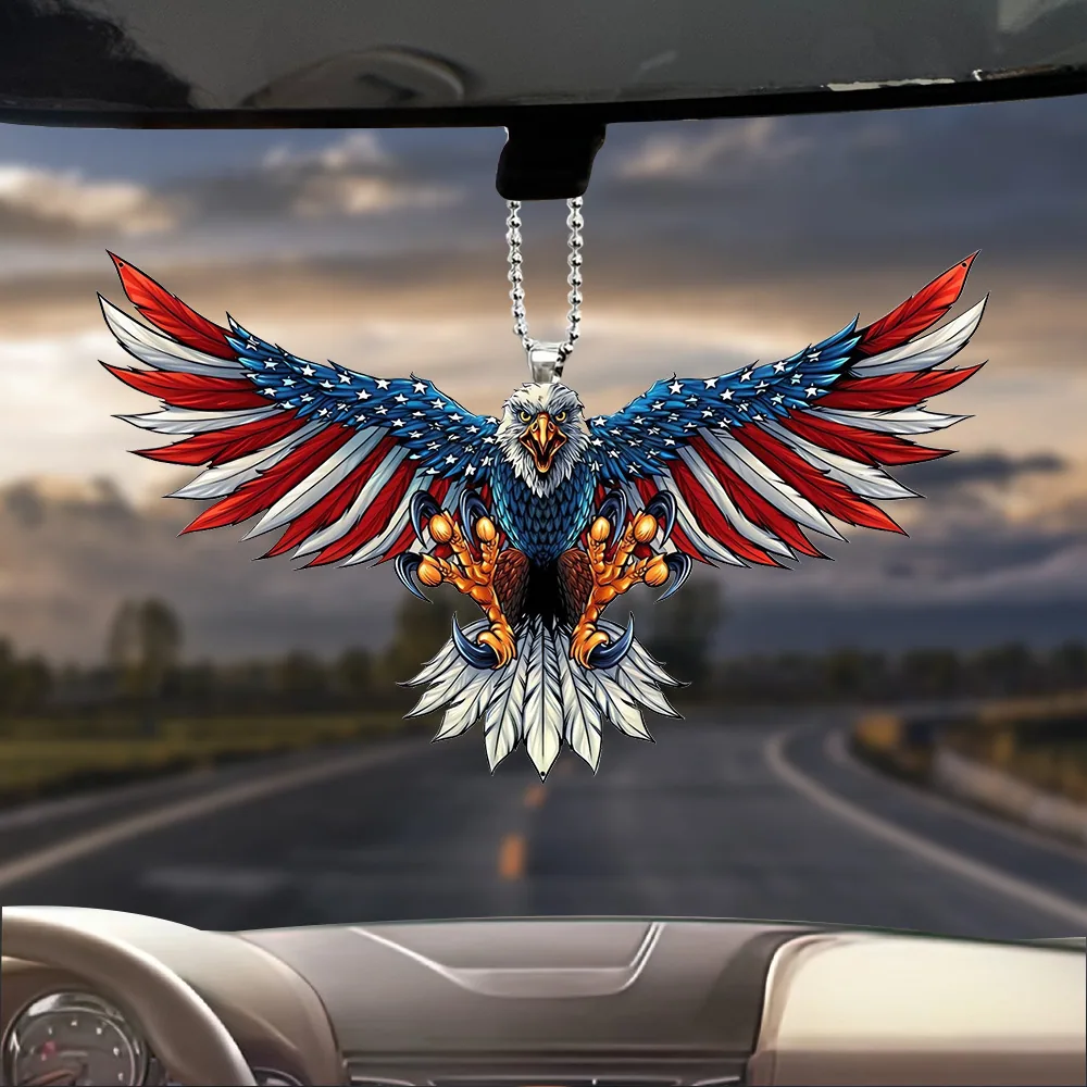 Cross-border hot sale American vulture Independence Day car pendant pendant acrylic pendant car interior manufacturer wholesale 4