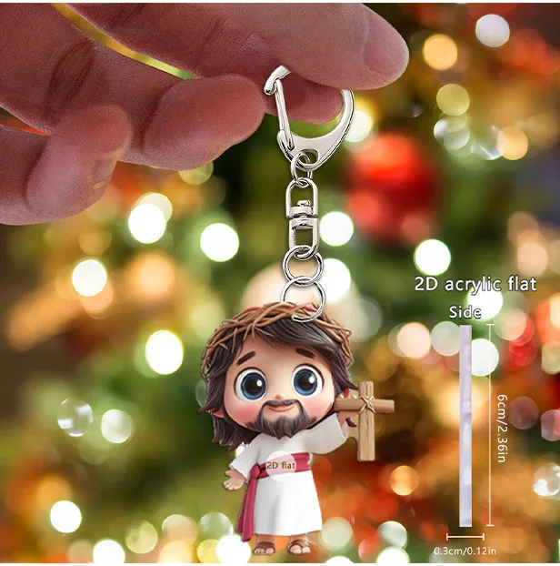 Cross-border new product cute little savage keychain 2D flat acrylic bag car rearview mirror pendant pendant