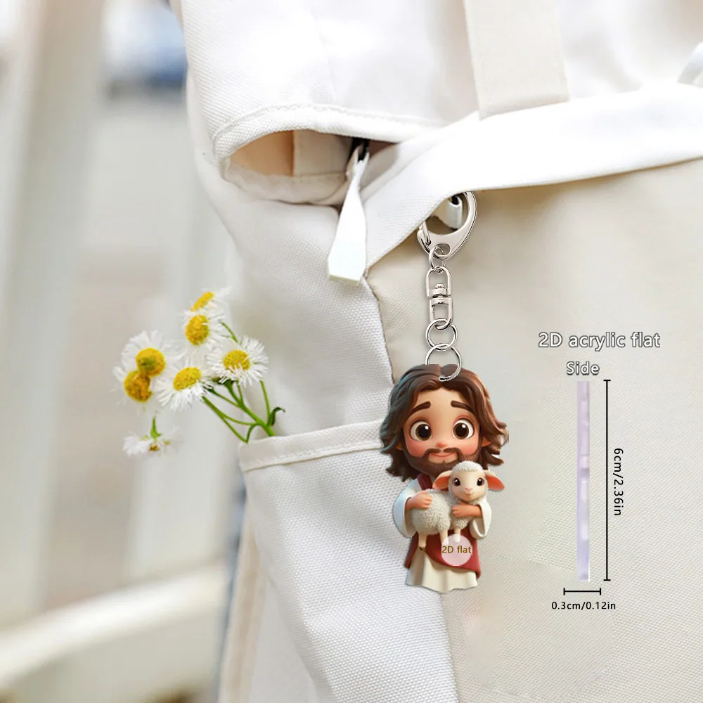 Cross-border new product cute little savage keychain 2D flat acrylic bag car rearview mirror pendant pendant 4