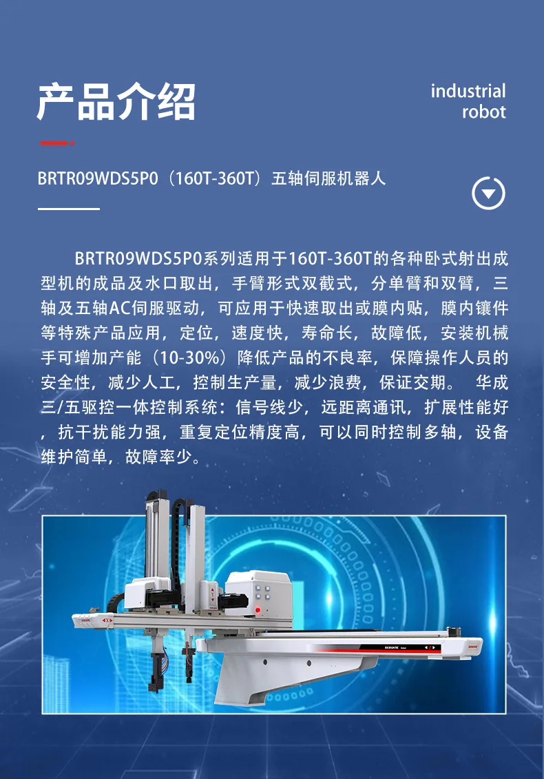 BRTR09WDS5P0 Bronte Fünf-Achsen-Servomanipulator Spritzgießmaschine Be- und Entladen horizontaler Laufroboterarm a 11