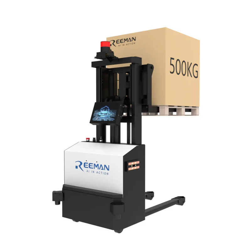 Ruiman navegación autónoma mini carretilla elevadora no tripulada 500 kg carga y descarga apilamiento apilador eléctrico distribución de almacén 3